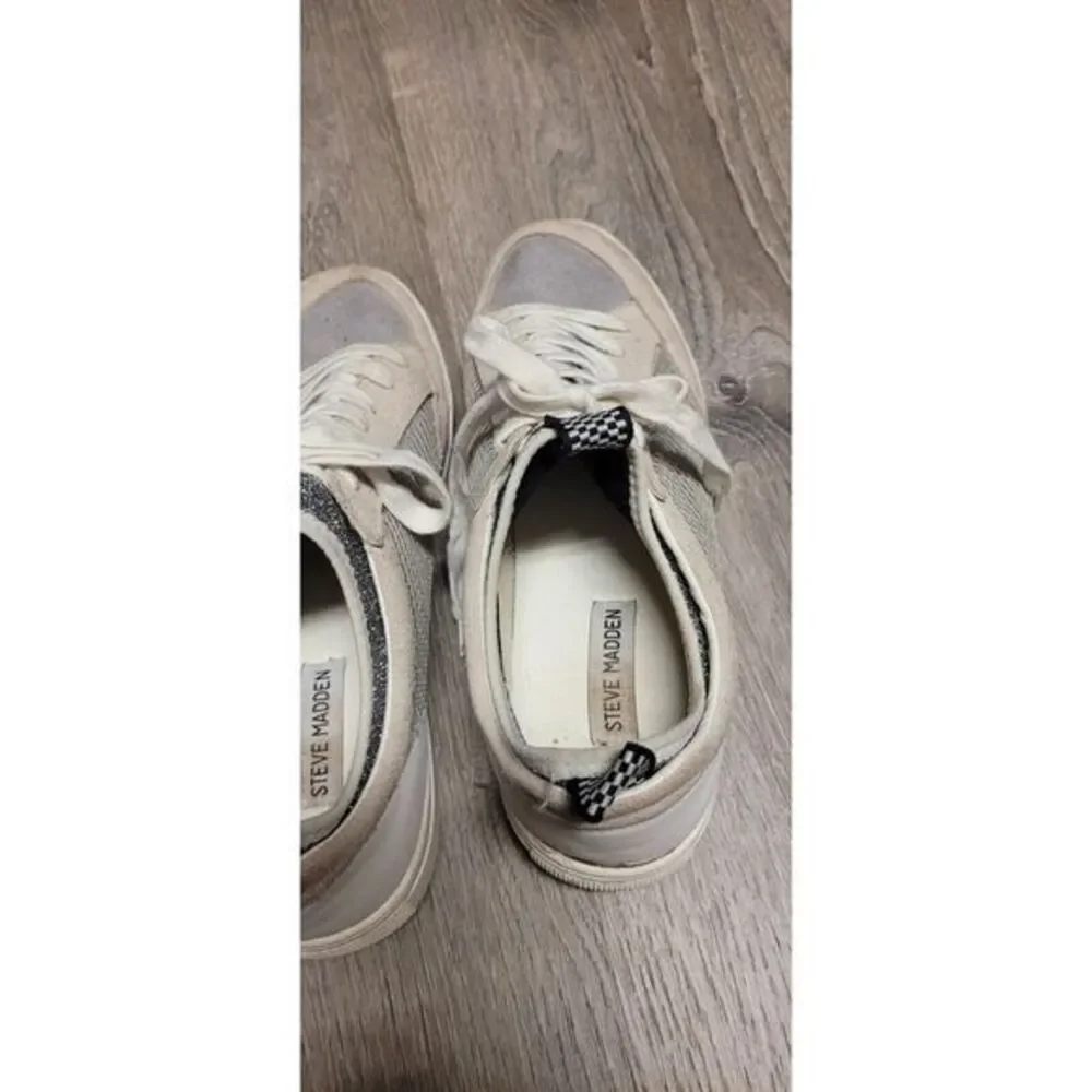 Steve‎ Madden Women's BLISS Taupe Fabric Low Top Fashion Sneakers Size 10M